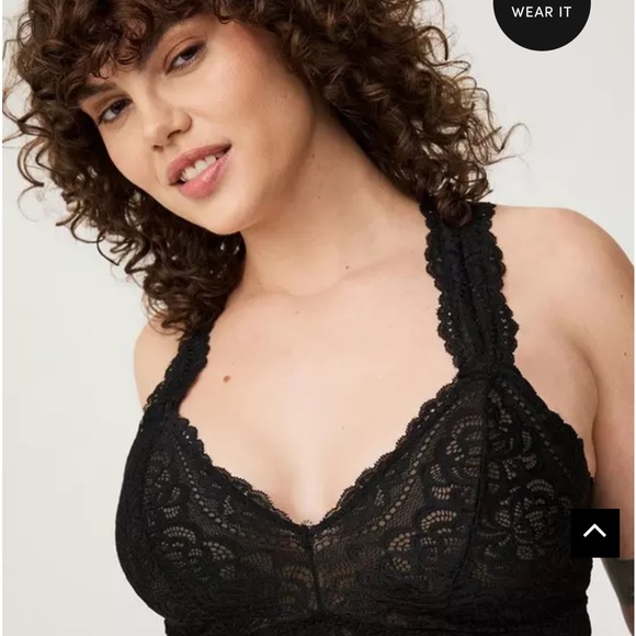 Torrid Unlined Lace Solid Racerback Black Bralette 2X - Picture 2 of 8